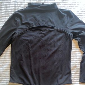 Black, long sleeved body suit